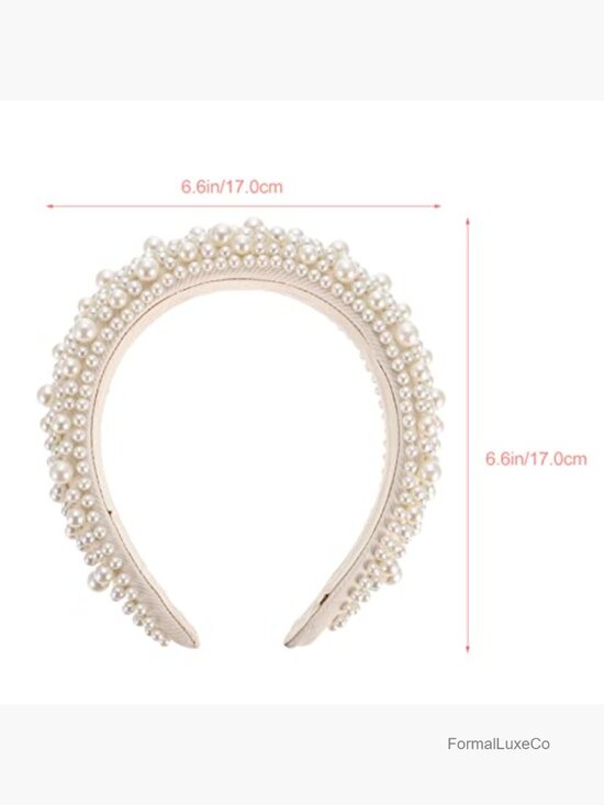 Pearl Jeweled Baroque Padded Hairband Bridal Hair Hoop